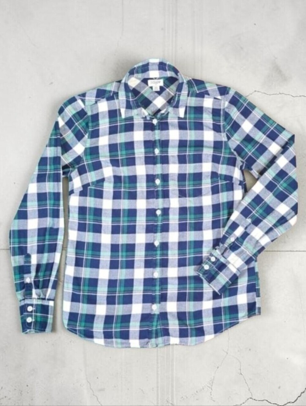 J. Crew | 100% Cotton Plaid Lightweight Button Down Womens Blouse SIZE XS